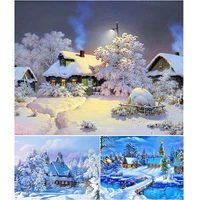 5d diy diamond painting snow house scenery cross stitch kit full drill embroidery mosaic art picture custom made gift home decor