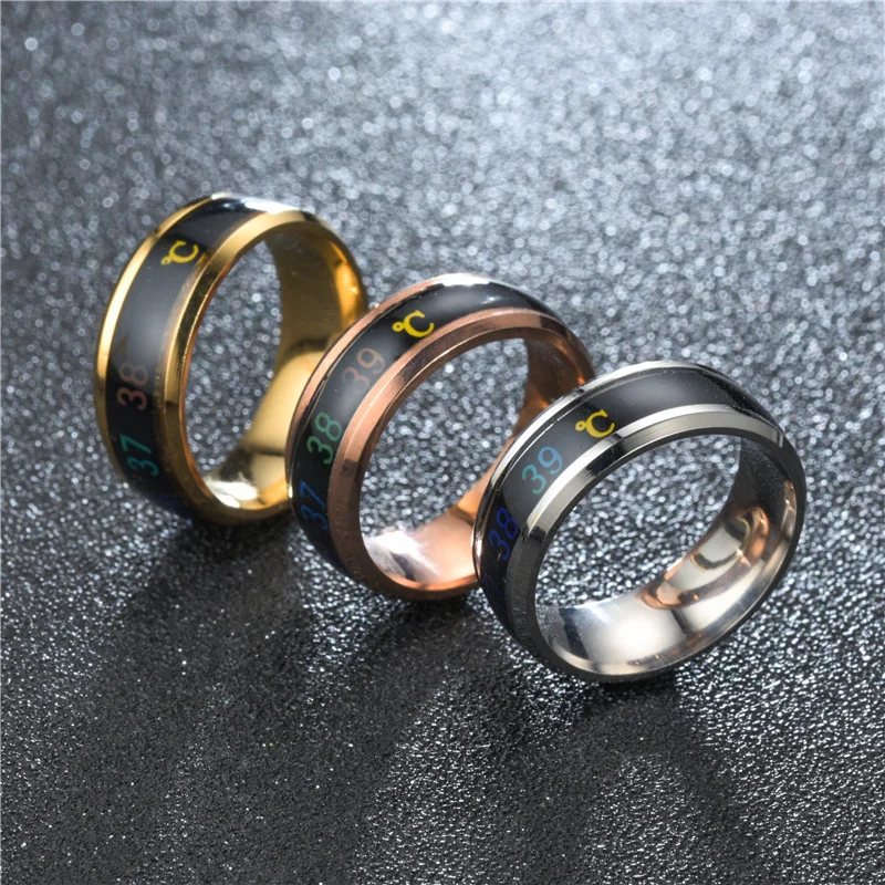 Temperature sensor ring automatic color display body temperature personality fashion boys wholesale |