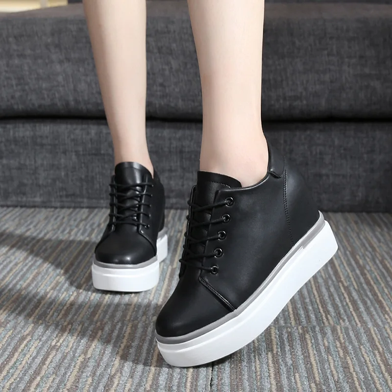 Туфли женские на платформе криперы Мокасины кроссовки плоская подошва черные