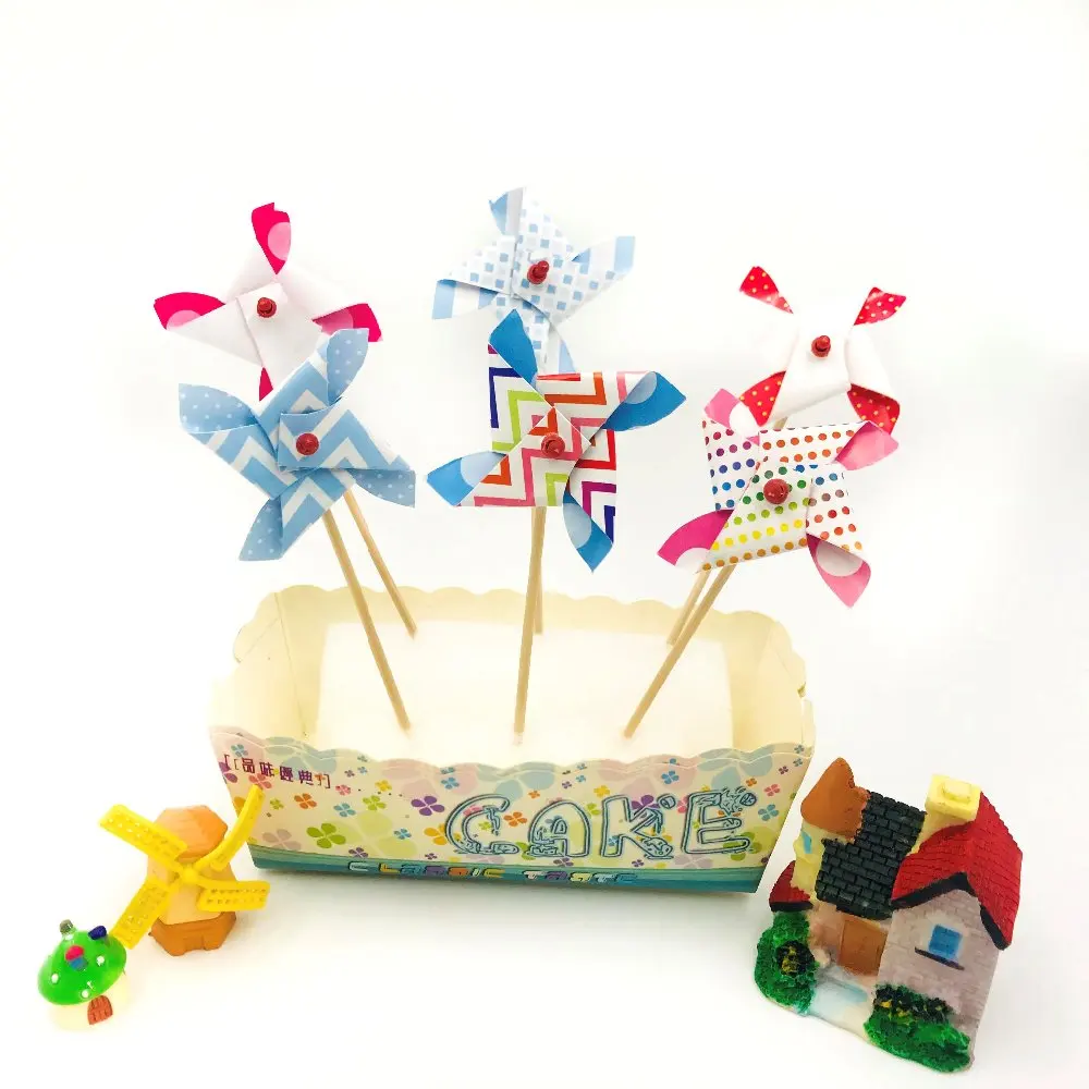 6 шт. вертушка яркие цвета для капкейка-Топпер торта С Днем Рождения флажки