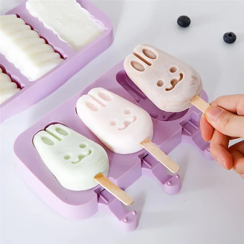 

Silicone Ice Cream Mold Set DIY Homemade Popsicle Molds With Lid & Wood Stick Making Freezer Juice Dessert Mould Tools Supplies