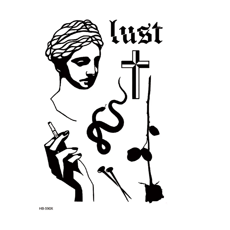 Тату Наклейка на тело Дэвид и крест Мужская водостойкая|Временные тату| |