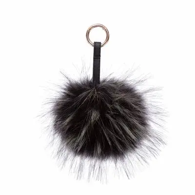 black and Gray 15 см пушистый мех енота мяч брелок Pom брелок для ключей сумка Автомобильные украшения Подвеска Брелоки Llaveros Mujer chaviro Carro - Цвет: black and Gray