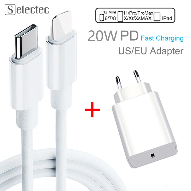 

PD Fast Charging 18W 9V/2A USB-C Type-C forLightning Cable Charger Adapter For iPhone 13 12 11 13Pro Max XS iPad Mini Pro Air