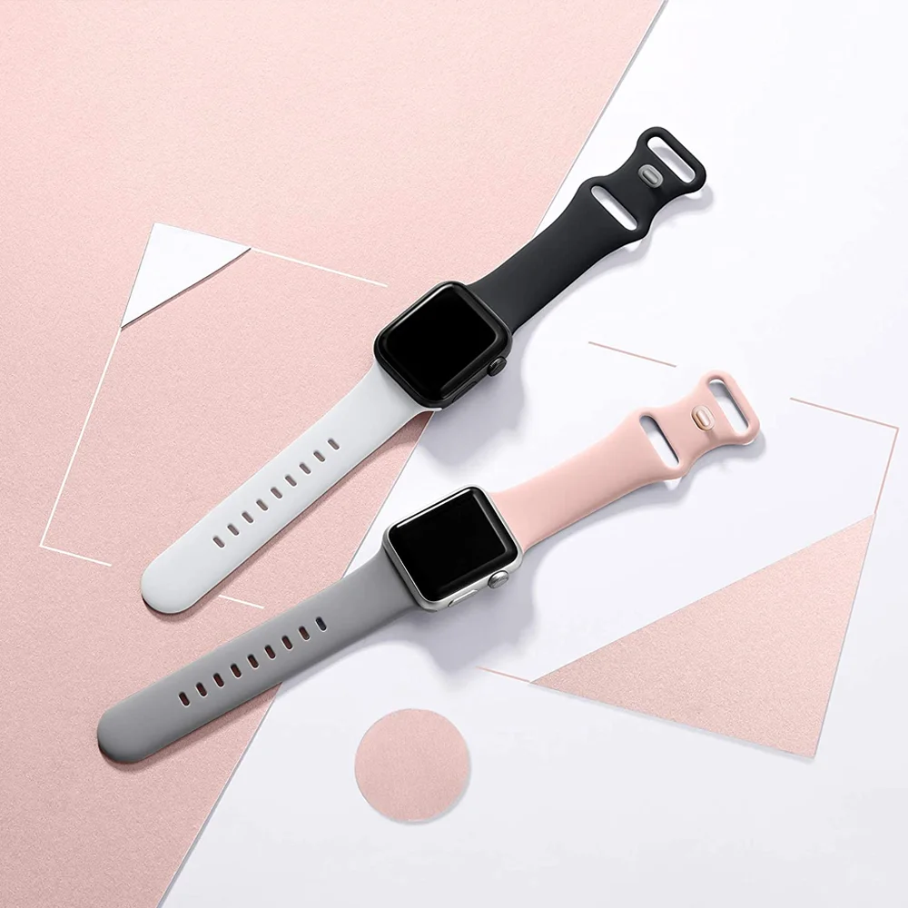 

Ремешок силиконовый для Apple Watch band 44 мм 40 мм 38 мм 42 мм, резиновый браслет для смарт-часов, браслет для iWatch band 3 4 5 6 se 44 мм
