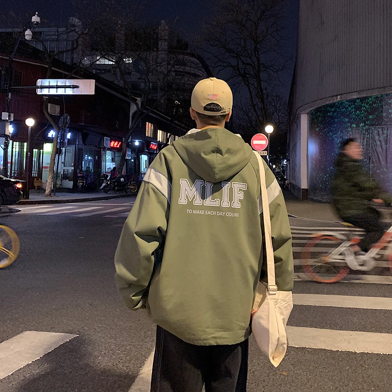 

2020 Spring And Autumn New Youth Popular Letter Printing Labeling Reflective Strip Hooded Jacket Fashion Casual Loose Top