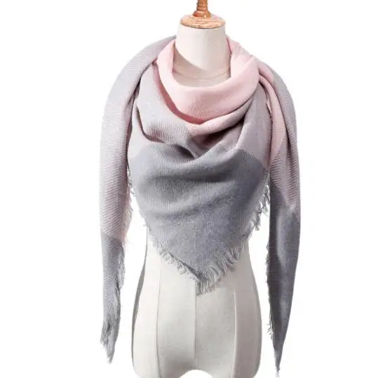 Женский зимний треугольный шарф однотонные теплые кашемировые шарфы женские