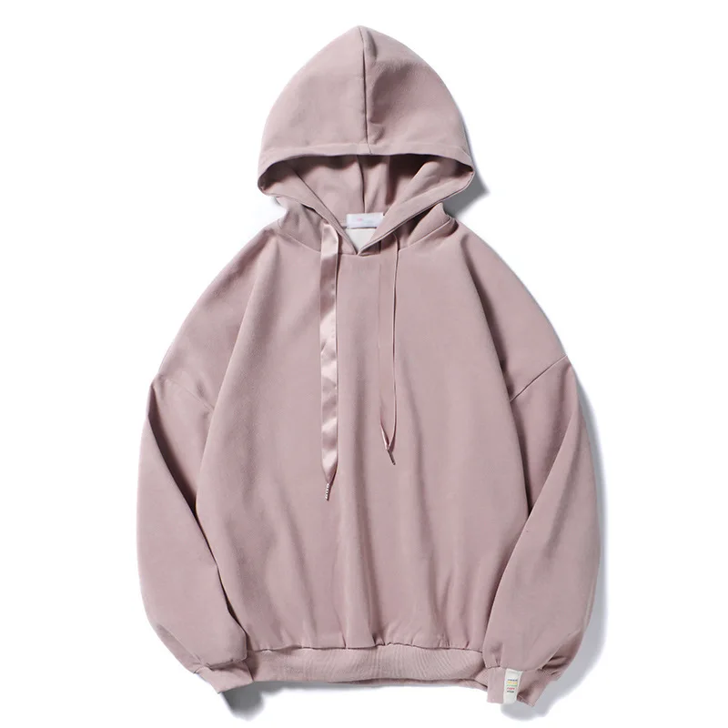 pink Мужские модные однотонные уличные толстовки пара хлопковый Повседневный пуловер с капюшоном весенние японские Свободные мужские толстовки YT50167 - Color: pink