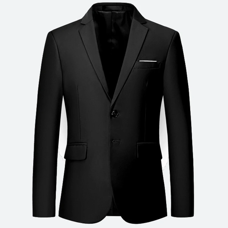 black Blazer Классический мужской костюм, набор,, высокое качество, подгонянный, сплошной цвет, тонкий, деловой костюм, жених, свадебная одежда, высокое качество, смокинг/2 шт - Цвет: black Blazer
