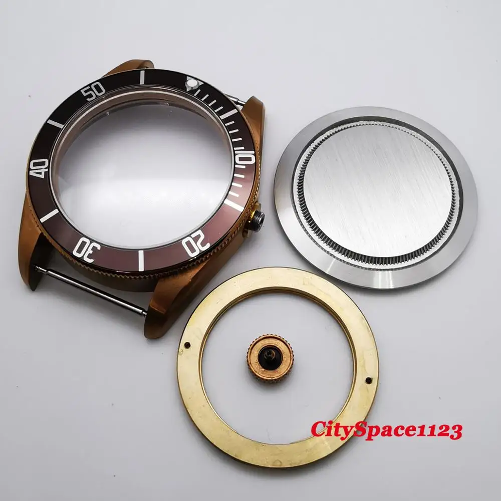 Мужские часы 41 мм латунные с pvd-покрытием чехол циферблат светящиеся руки