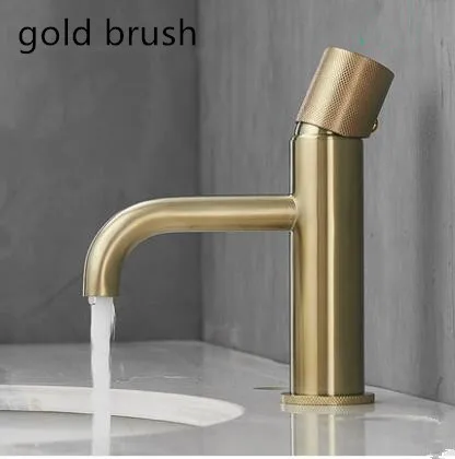 gold brush Медный латунный роскошный смеситель для раковины матовый черный холодный и горячий смеситель для раковины скандинавский Черный кран для ванной - Цвет: gold brush
