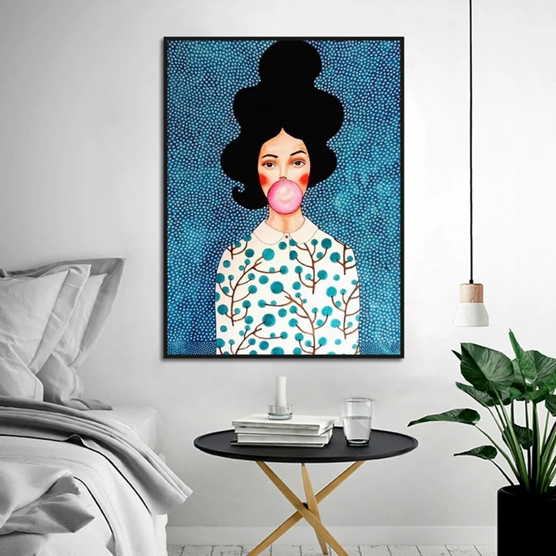 Модные Вьющиеся Волосы для девочек пузырьковая резинка скандинавские постеры