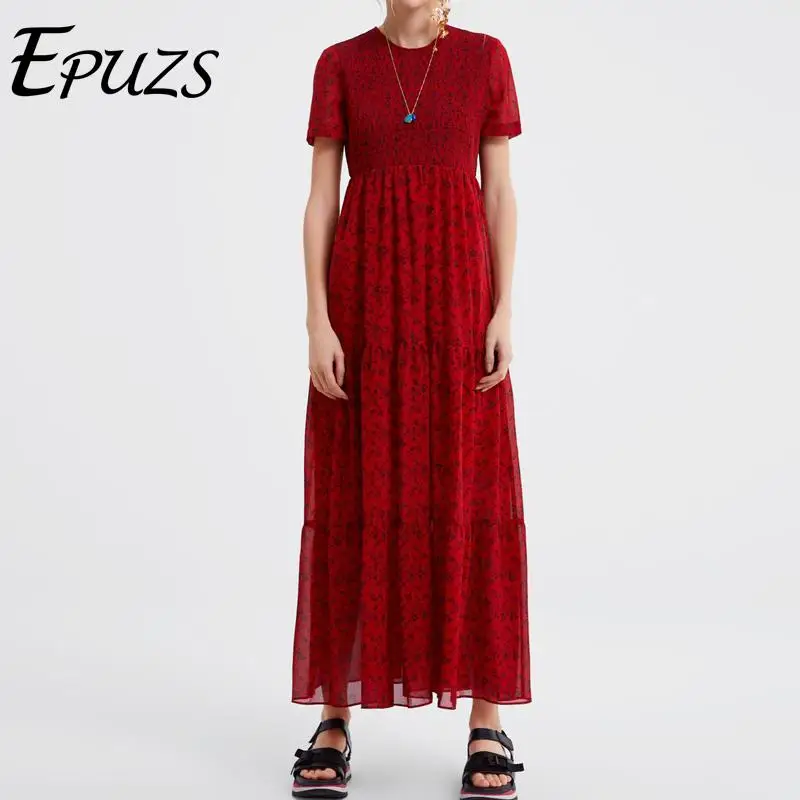 Осеннее Плиссированное Платье макси с длинным рукавом женское повседневное