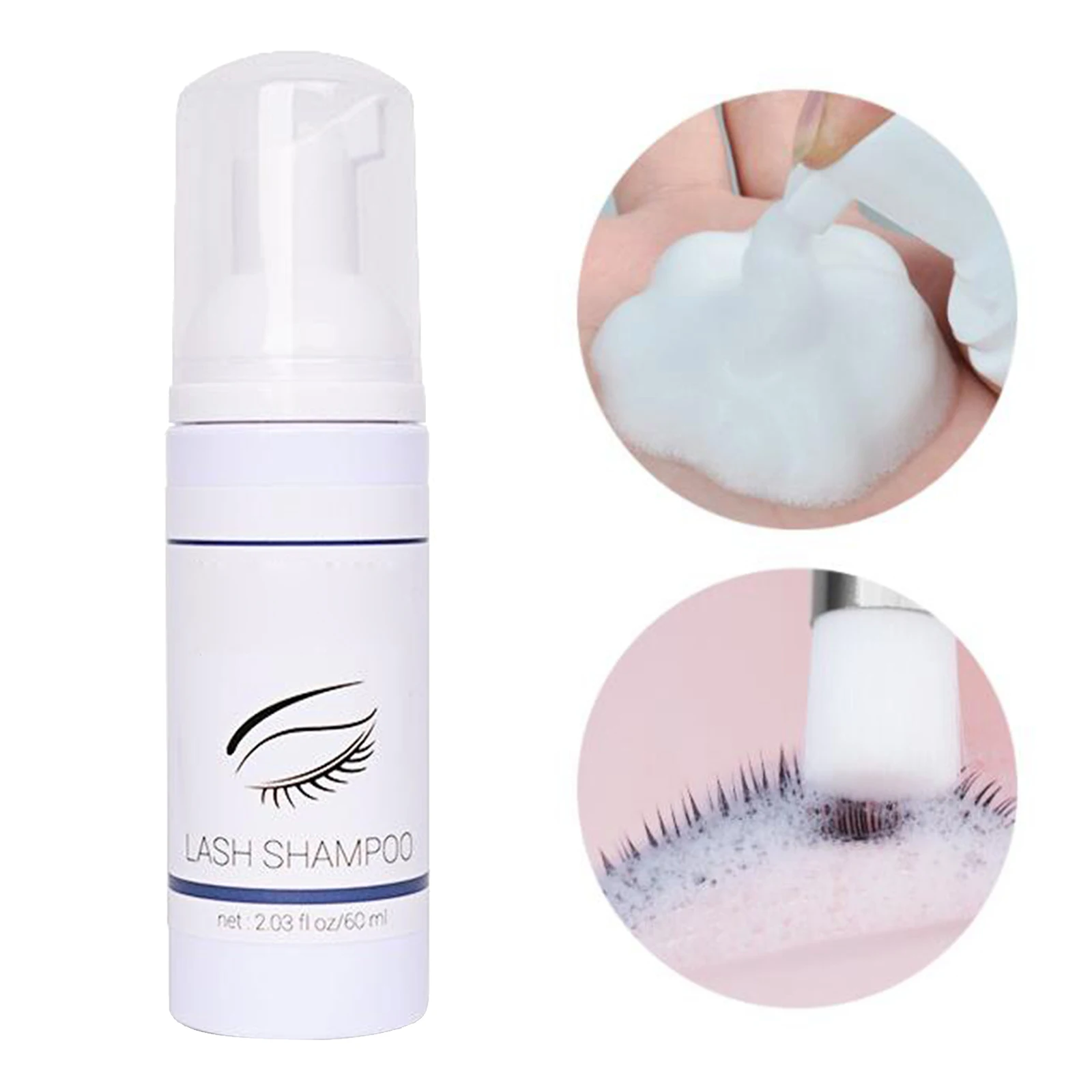 

60ml 2.03 fl oz Eyelash Extension Shampoo Foam Cleanser Eyelid Foaming Cleansing