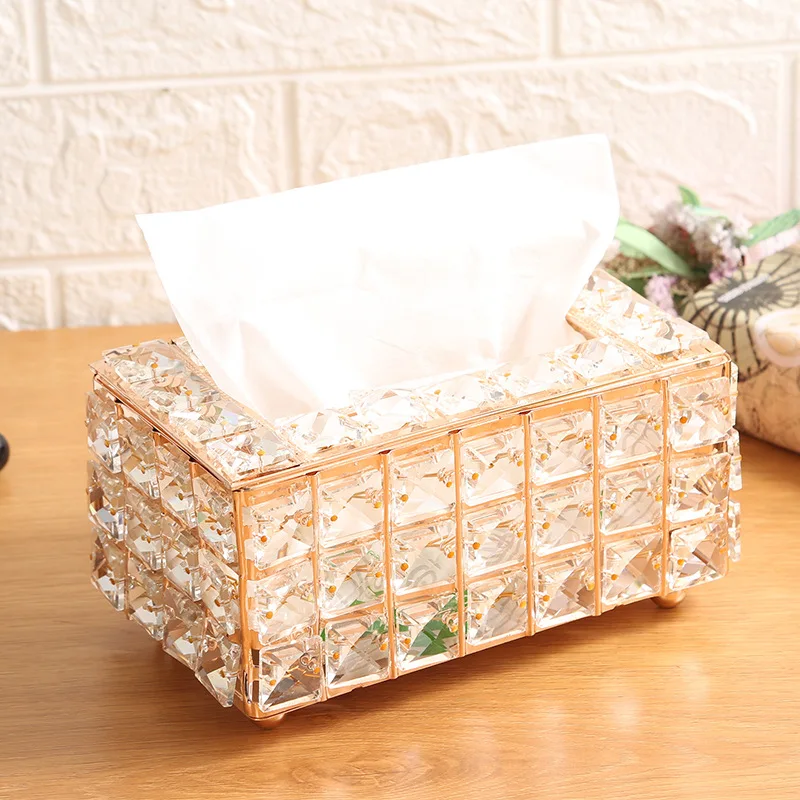 

Rhinestone Tissue Boxes European Style Tissue Box Cover Napkin Holder Creative Home Office Storage Uchwyt Na Papier Toaletowy