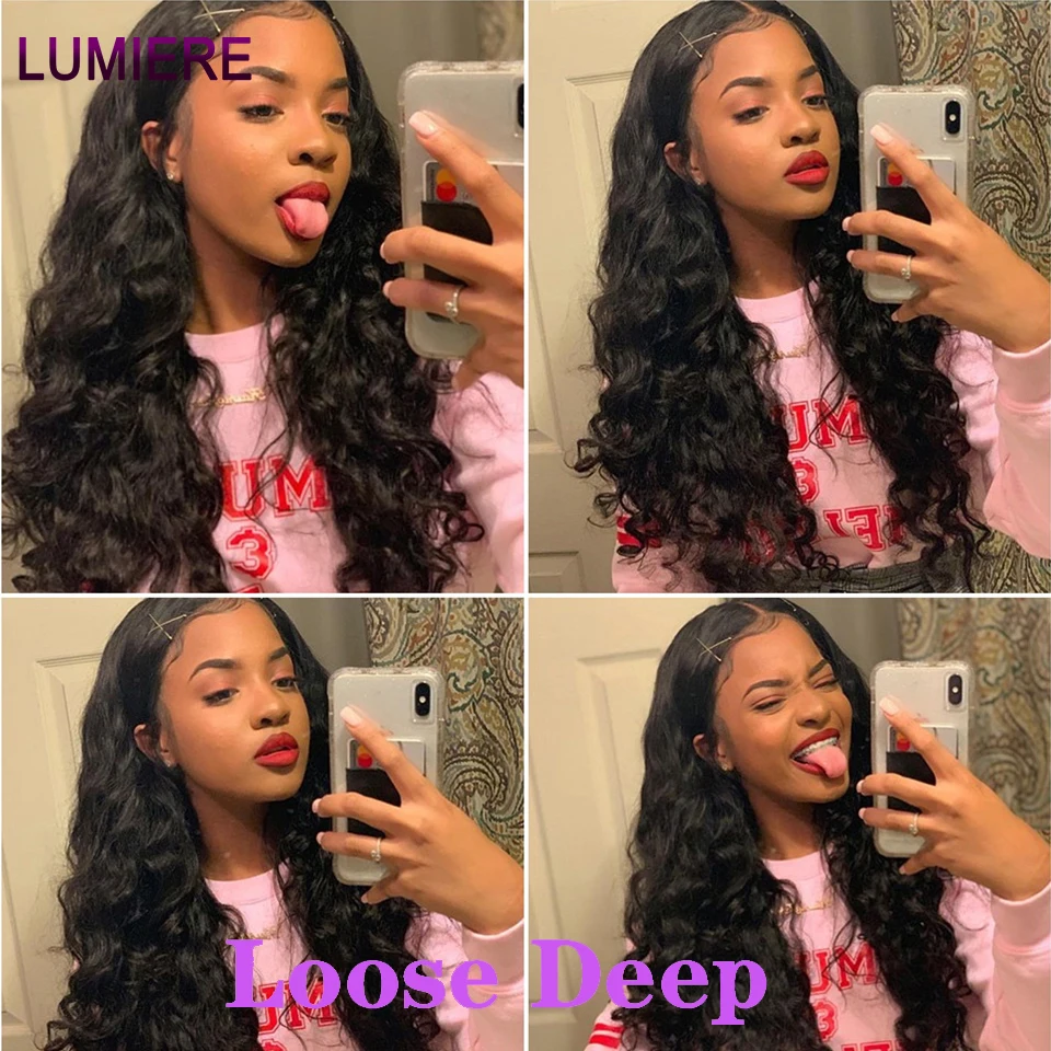 Светомузыка для волос 32 38 40 дюймов свободные глубокая волна человеческих пряди с