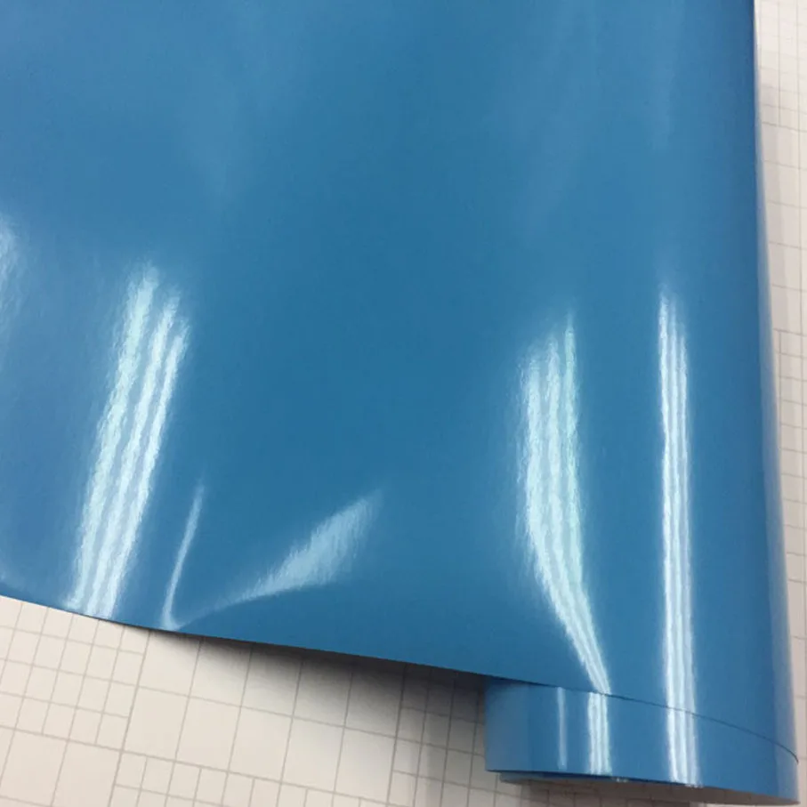 

50cmx200/300/600cm Motorcycle Decal Wrap Vinyl Adhesive Super Glossy light blue vinylFilm with Air Bubbles Car Roof Hood Sticker