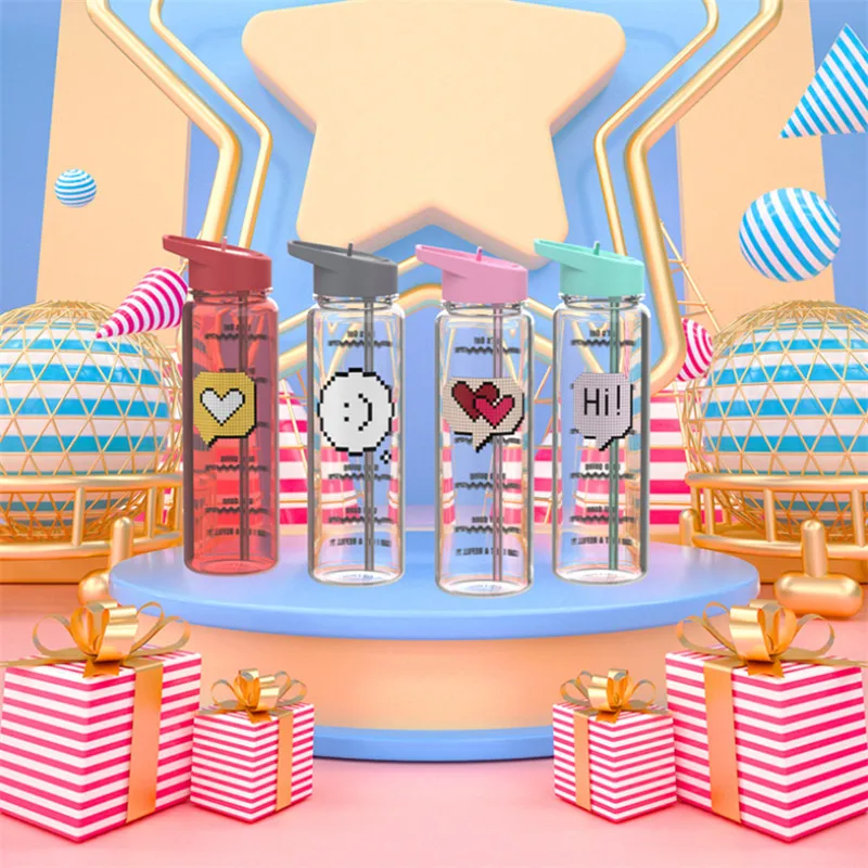 Бутылка для воды из соломы 720 мл принт фламинго ручка сока|Бутылки воды| |