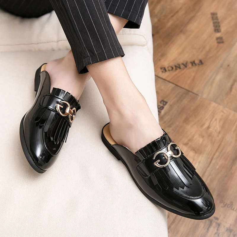 

Шлепанцы slipersman мужские кожаные половинчатые, стильные сандалии для дома и улицы, массажные, 45