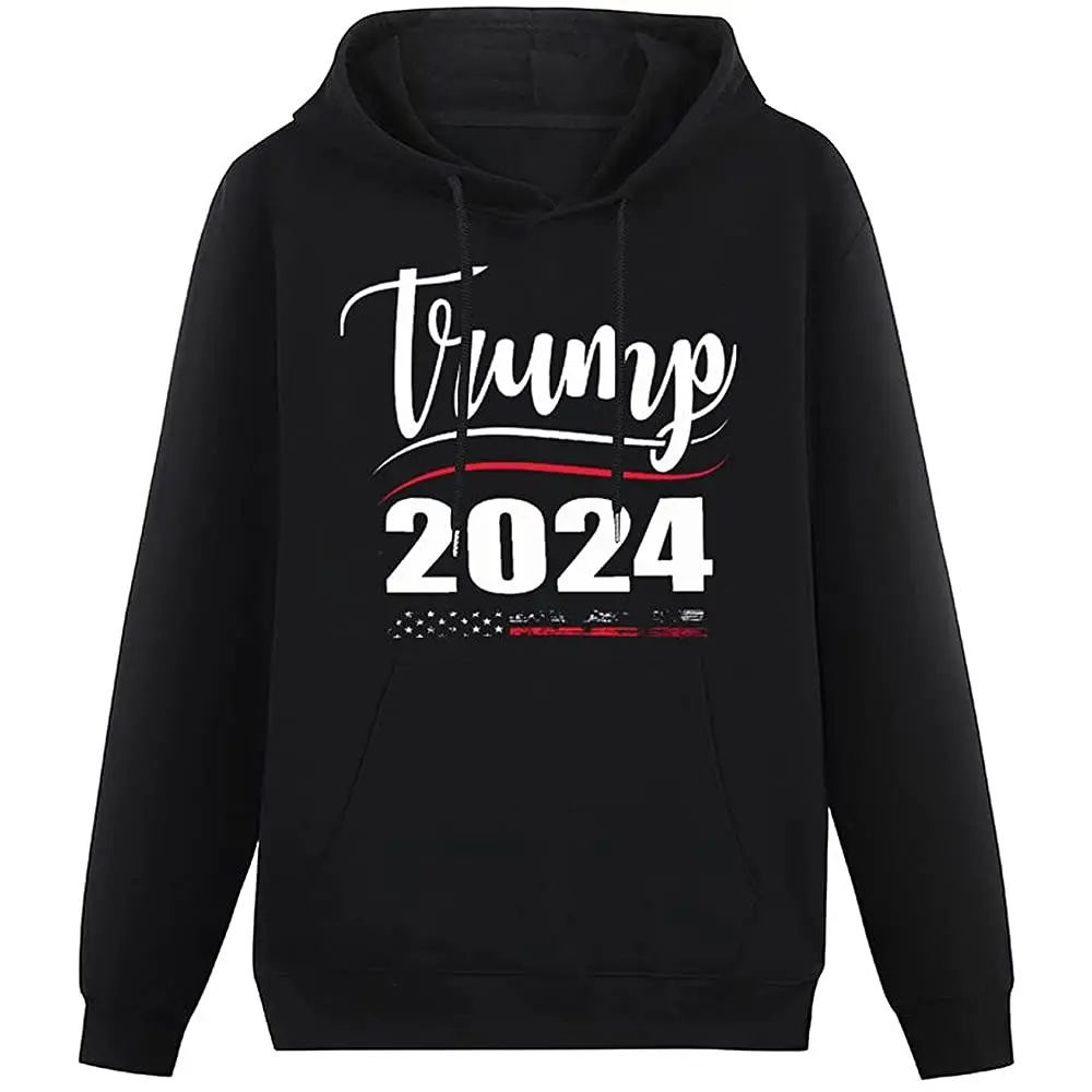 

Мужские толстовки с капюшоном Трампа 2024, подарки, пуловер с длинным рукавом и карманами, Свитшот