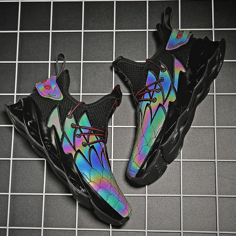 Хип-хоп мужские повседневные кроссовки с вышивкой массивная модная обувь