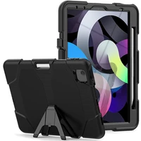 heavy duty protection tablet case for ipad air 4 case 2020 10 9 inch soft silicone full body cover with removable kickstand