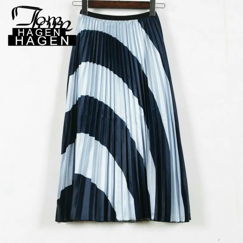 Том Хаген новая модная плиссированная юбка с принтом высокая талия весна лето