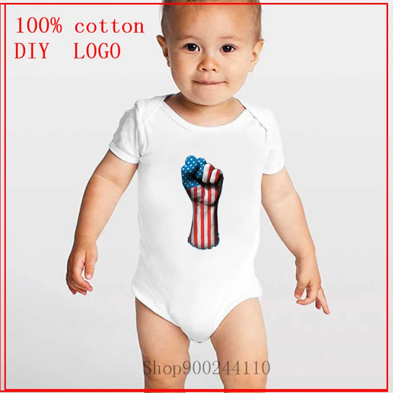 

Flag of United States on a Raised Clenched Fist baby Bodysuit Baby Costumes Pajamas One-Pieces Suit Baby Jumpsuit Sleeve