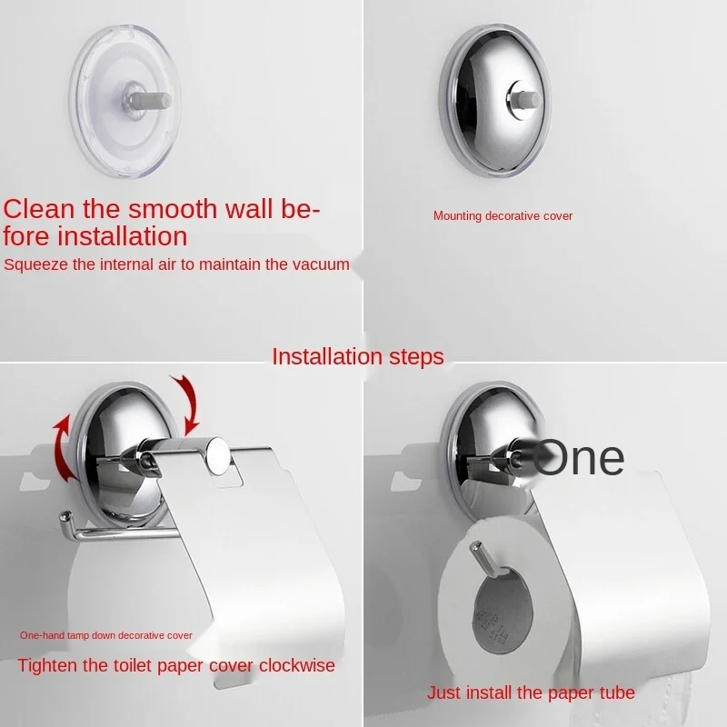 

Suction Cup Rack Toilet No Drilling Silver Stainless Steel Wall Mount Bathroom Roll Paper Holder Kitchen Rustproof Hotel Durable