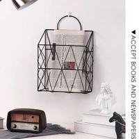 nordic wall hanging storage rack metal storage basket net iron desk magazine newspaper organizer wall decor holder