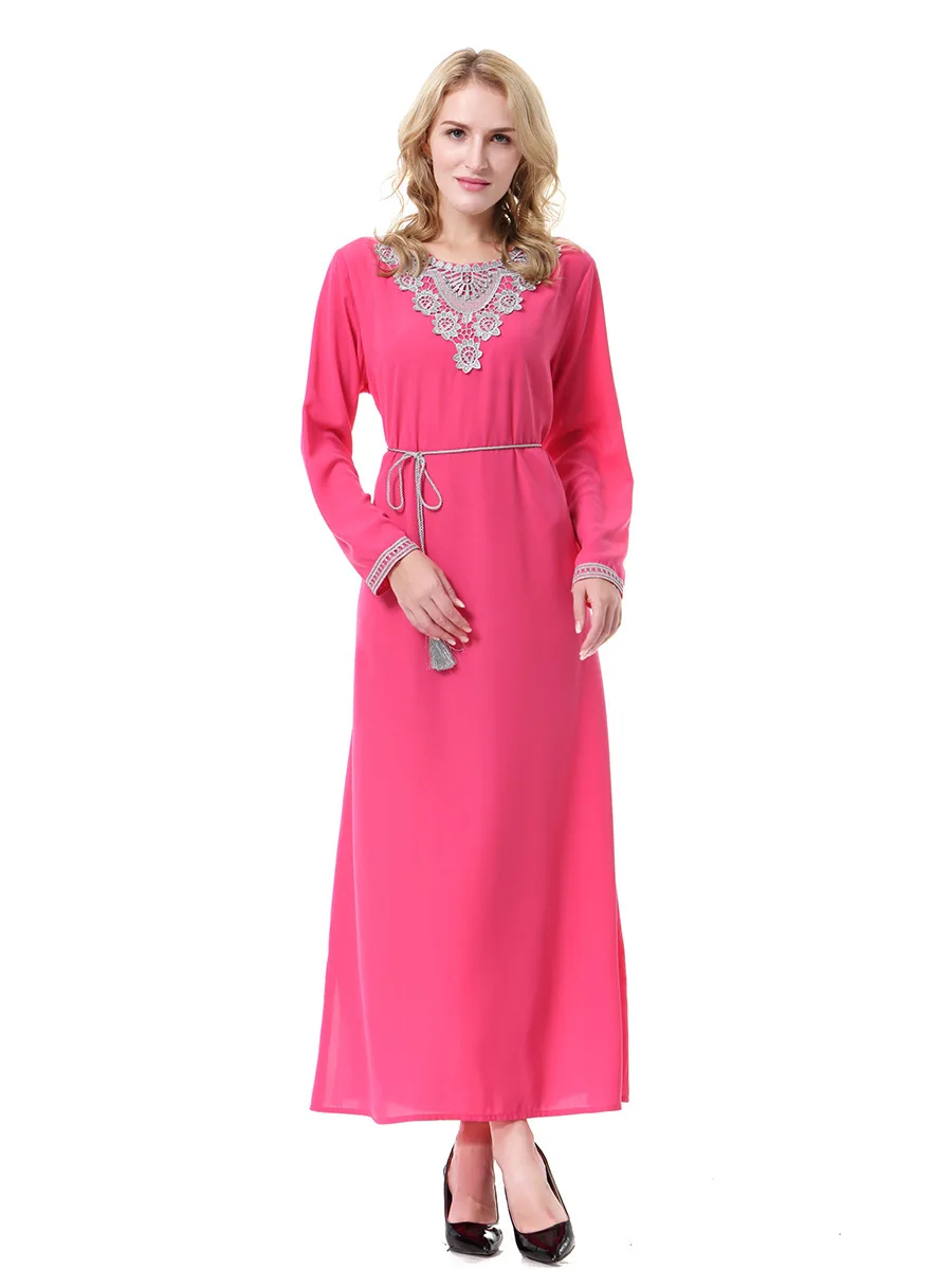 Винтажное женское повседневное мягкое платье с длинным рукавом Abaya для
