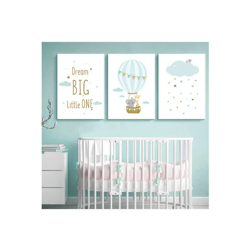 

Canva Printings Cartoon Unframed Pastoral Turquoise Home Decor Nursery Girl Bedroom Decoration Minimalist Wall Paintings
