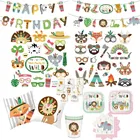 Племя лесных животных бумажные тарелки и стаканы леса вечевечерние День Рождения Вечеринка украшения для малышей душ сафари джунгли товары для вечерние