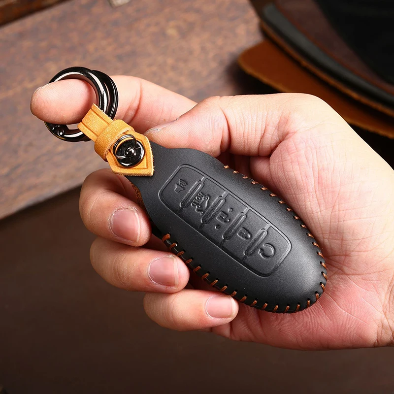 Кожаный чехол для автомобильного ключа ручной работы защитный Nissan патруль Y62 Altima