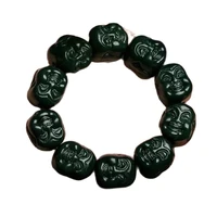 xinjiang hetian jade mens buddha head bracelet double sided carved laughing buddha bracelet mens domineering jade bracelet