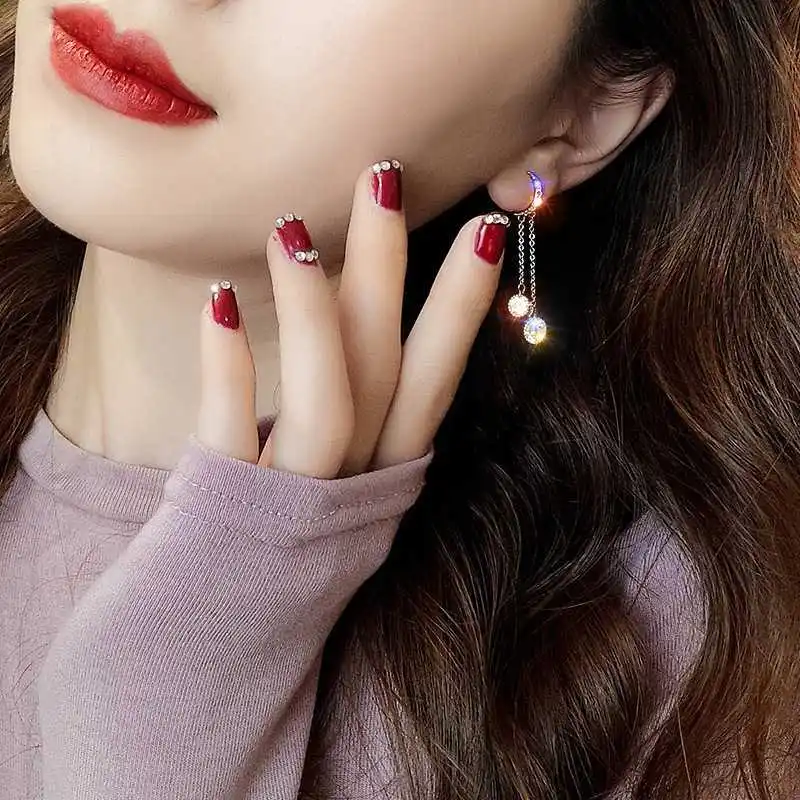 

earrings for women oorbellen hangers statement chain pendientes largos Droplet shapetassel trendy geometric Euro-American cryst