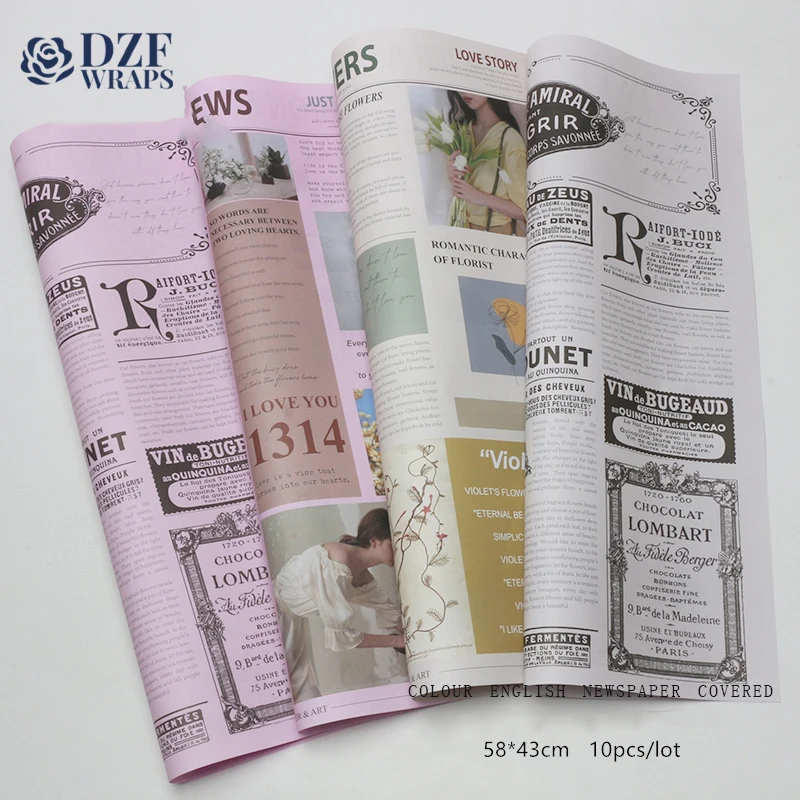 

10 Sheets Vintage Newspaper For Flower Arrangement Bouquet Packaging Gift Wrapping Paper