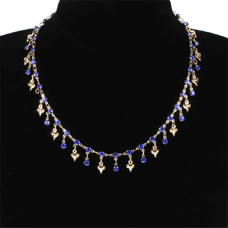 Модное ожерелье с крошечным сердцем из нежного синего циркония золотое для