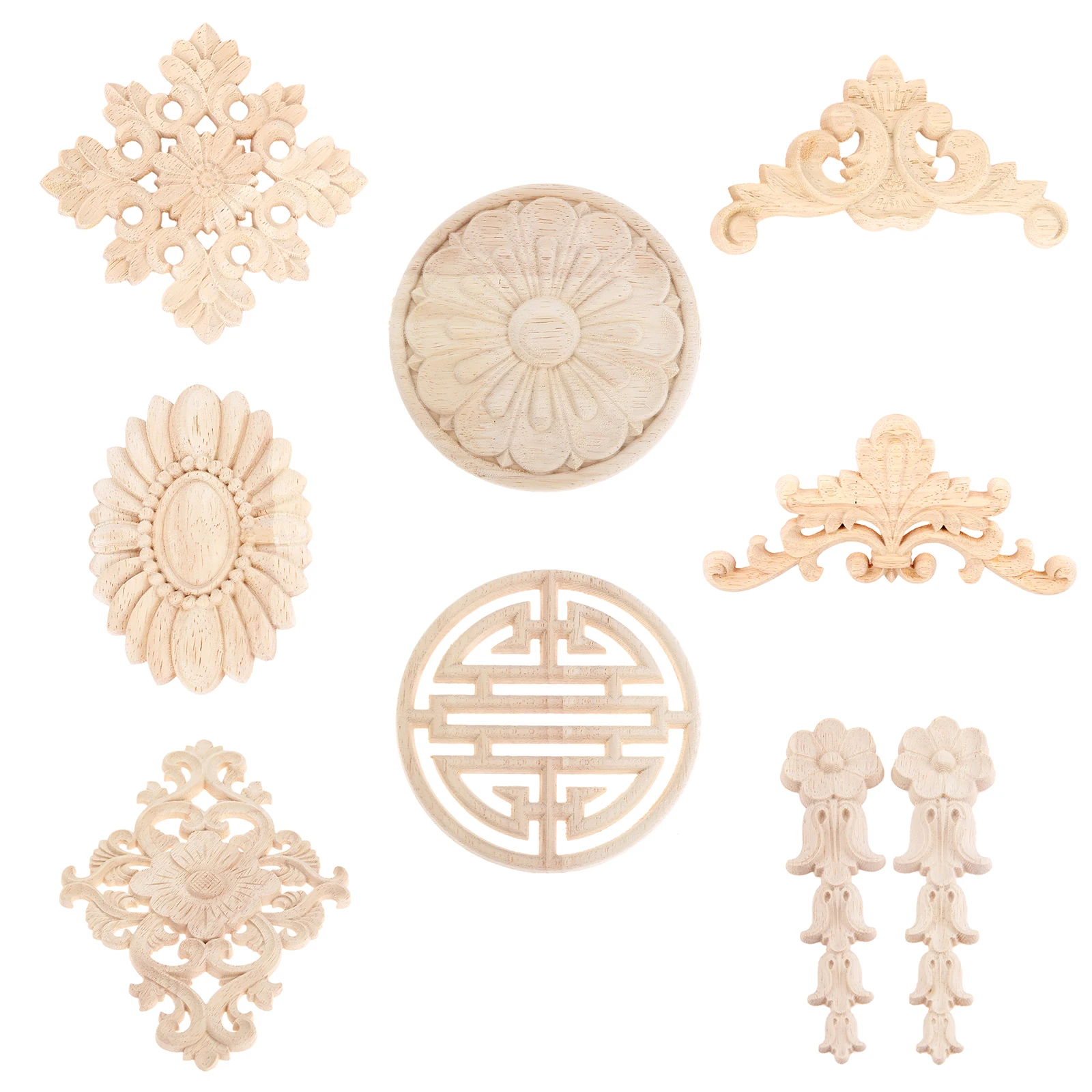 Деревянные резные неокрашенные европейские изысканные Длинные Цветочные листья