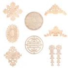 Деревянные резные неокрашенные европейские изысканные Длинные Цветочные листья резиновая мебель окно угловая деревянная аппликация Onlay деревянные фигурки