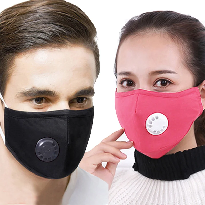 

Reusable Cotton PM2.5 Dust Free Face Mask valves Active carbon Filter Windproof Bacteria Virus Proof Flu facial masks