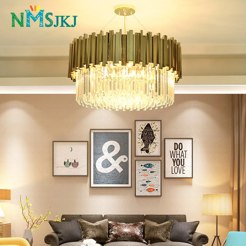 Новая роскошная хрустальная люстра современная лампа для гостиной/столовой