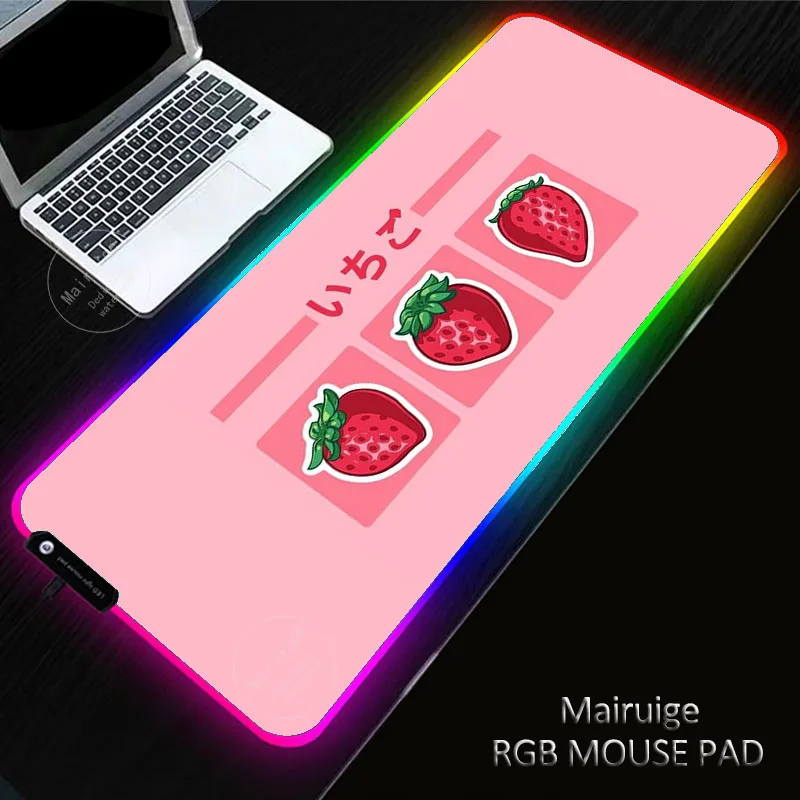 

Cartoons Cute Pig LED Light Gaming XXL Kawaii Pink LOL Mouse Pad RGB Large Keyboard Cover Non-Slip Rubber DeskMat Game MousePad