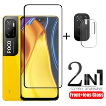 2-in-1 For Xiaomi Poco M3 Pro Glass For Poco M3 Pro Tempered Glass HD Film Full Glue Screen Protector For Poco M3 Pro Lens Glass