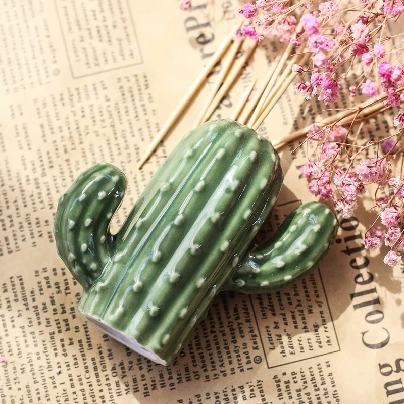 NEWYEARNEW 1piece Ceramic Toothpick Holders Cotton swab Box Candy Storage Creative Cactus Table Decoration Wedding Gifts | Дом и сад