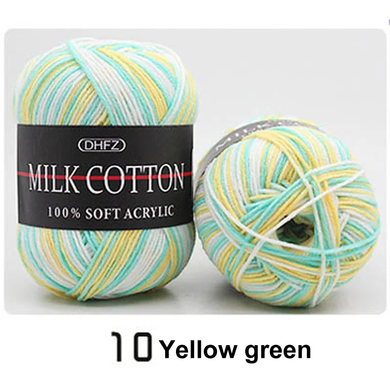 yellow green 18 цветов, ручная вязка, молочный мягкий хлопок, шерсть, пряжа для детей, двойная вязка, вязаный крючком свитер, шарф, шапка, ручная вязка, пряжа - Цвет: yellow green
