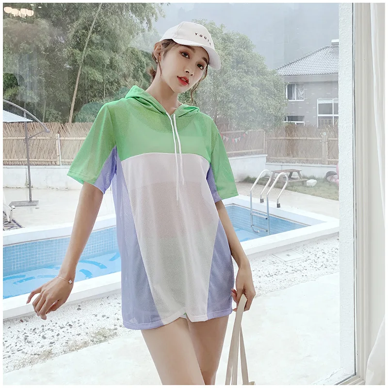 Korean Women Fashion Bikinis Three Piece Holiday Casual Swimsuit Tankini Set Swimming Suit Female Hot Spring Bathing | Спорт и