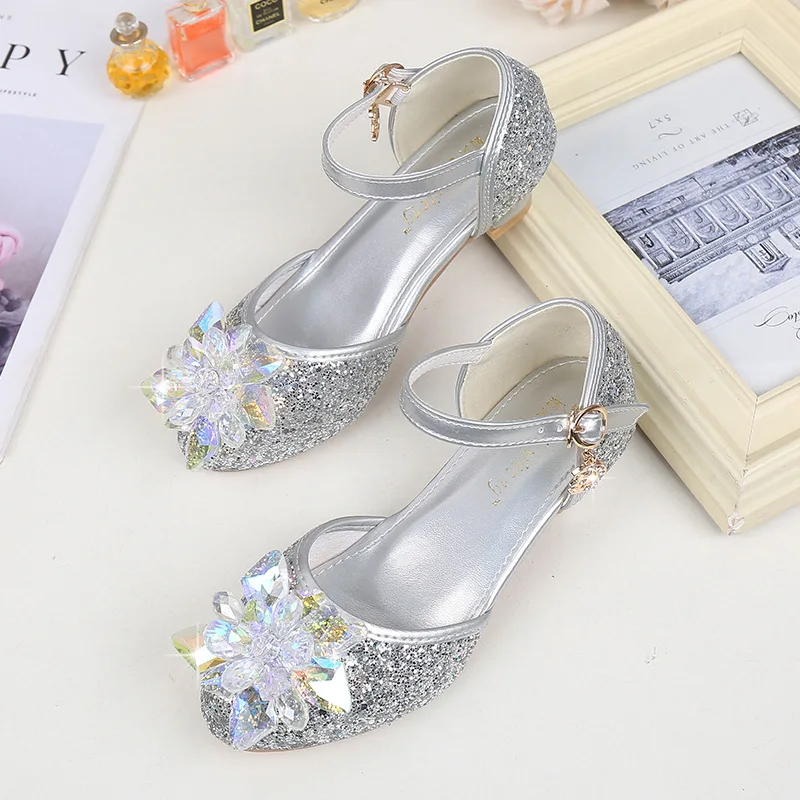 

2020 Kids Leather Shoes Girls Wedding Dress Shoes Children Elsa Princess Bowtie Dance Shoes For Girls Casual Shoes Flat Sandals