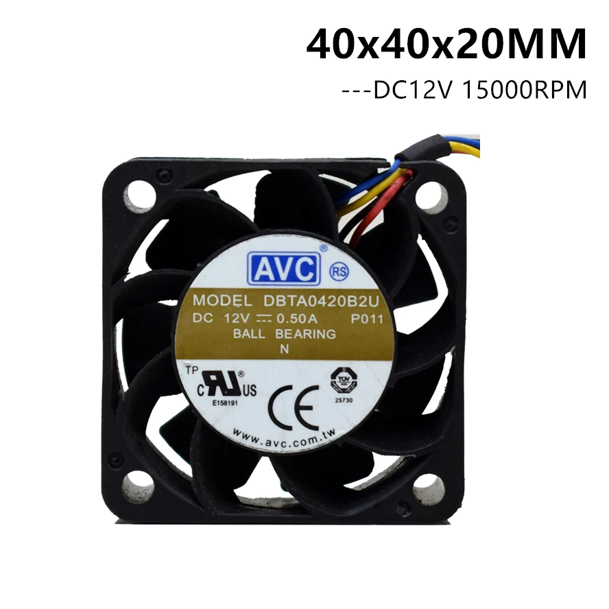 AVC 4020 40x40x20 мм 40 Сервер Вентилятор 15000 об/мин DBTA0420B2U DC 12v 0.5A 4PIN PWM - купить по выгодной
