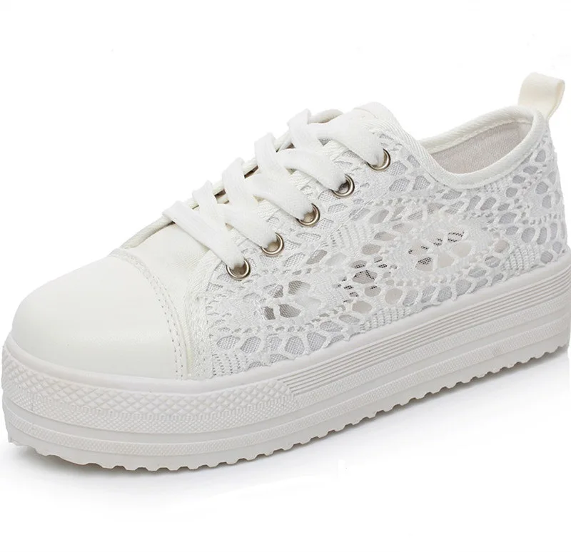 

Summer Women Sneakers Casual Cutouts Lace Canvas Shoes Hollow Floral Platform sneakers Women Vulcanized Shoes Zapatos De Mujer